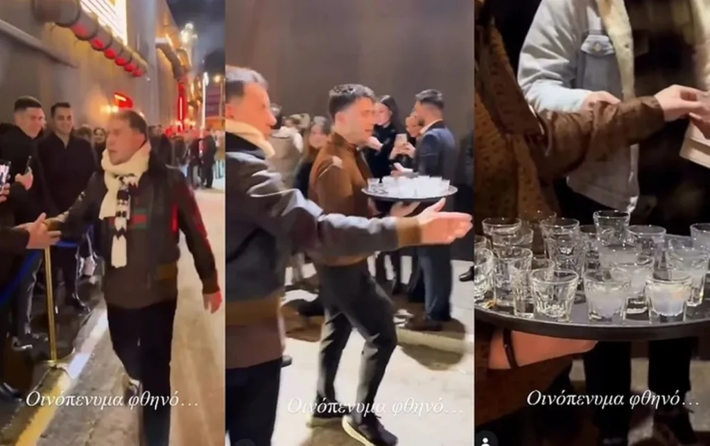 Το κέρασμα Μαζωνάκη που «ζέστανε» τους θαυμαστές του ΦΩΤΟ 29 Ο Γιώργος Μαζωνάκης χαιρετά και κερνά σφηνάκια τους θαυμαστές του