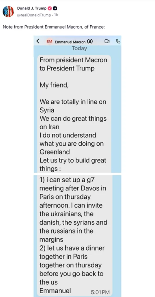 Το τερμάτισε ο Τραμπ, δημοσίευσε προσωπικό μήνυμα Μακρόν για την Γροιλανδία ΦΩΤΟ 29 Το τερμάτισε ο Τραμπ, δημοσίευσε προσωπικό μήνυμα Μακρόν για την Γροιλανδία ΦΩΤΟ