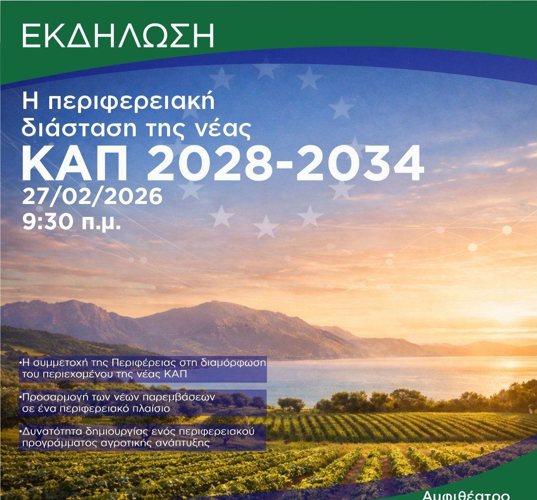 Πάτρα: Εκδήλωση της Περιφέρειας για τη νέα Κοινωνική Αγροτική Πολιτική 2028-2034 30 Πάτρα: Εκδήλωση της Περιφέρειας για τη νέα Κοινωνική Αγροτική Πολιτική 2028-2034