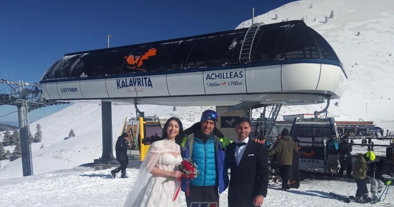Γάμος ζευγαριού από την Πάτρα στο Χιονοδρομικό Κέντρο Καλαβρύτων ΦΩΤΟ
