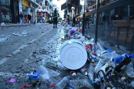 Πάτρα: Βομβαρδισμένο τοπίο μετά την Τελετή Λήξης του Καρναβαλιού - Ο Μόλος και το Κέντρο ΦΩΤΟ