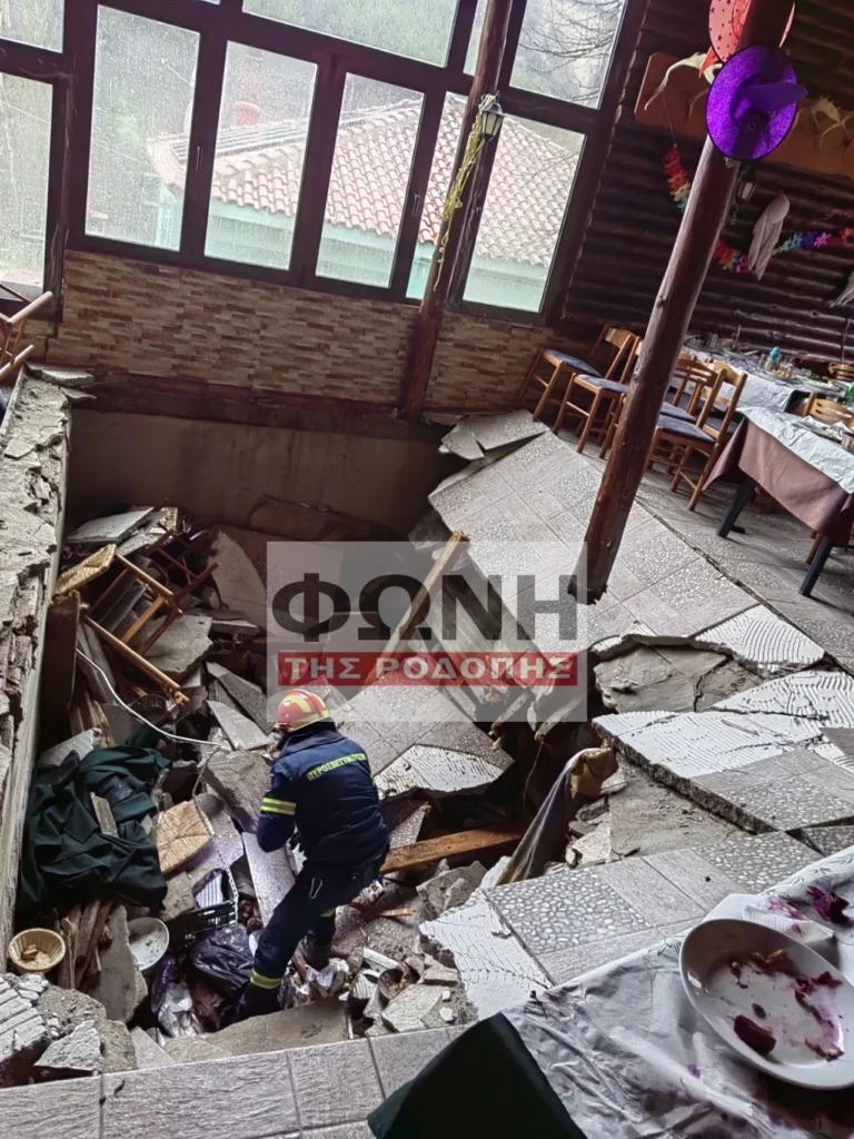 Πελάτες στο κενό, υποχώρησε πάτωμα σε ταβέρνα στην Κομοτηνή ΦΩΤΟ