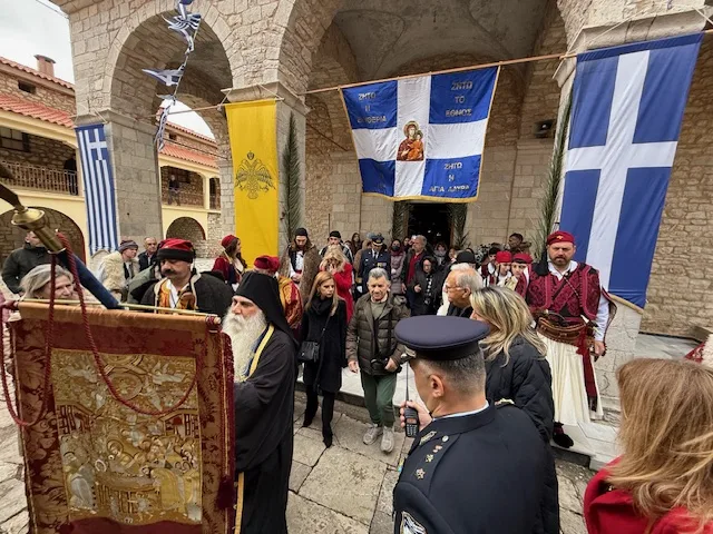 Ο Μητροπολίτης Χίου στον Ευαγγελισμό και την 25η Μαρτίου στην Μονή Αγίας Λαύρας ΦΩΤΟ