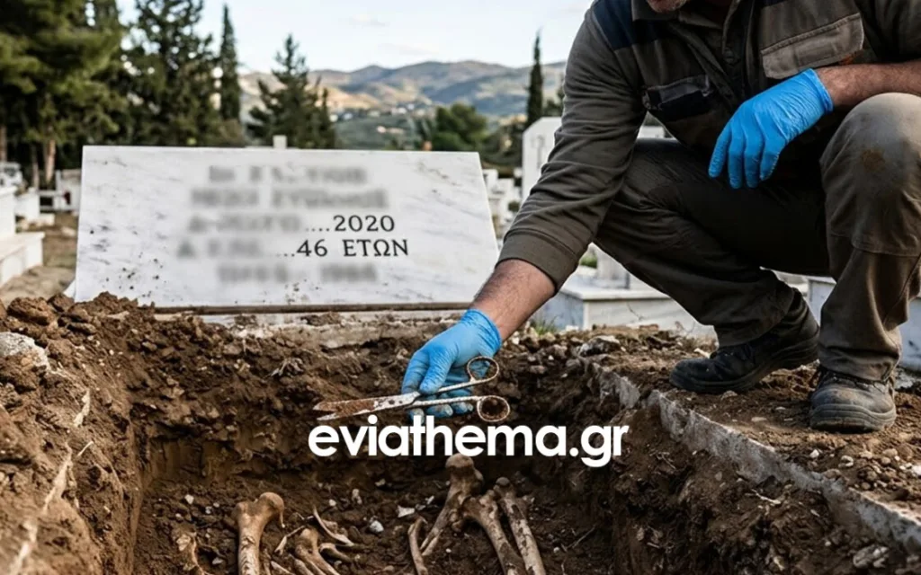 Χειρουργικό ψαλίδι εντοπίστηκε κατά την εκταφή άνδρα στην Εύβοια ΦΩΤΟ