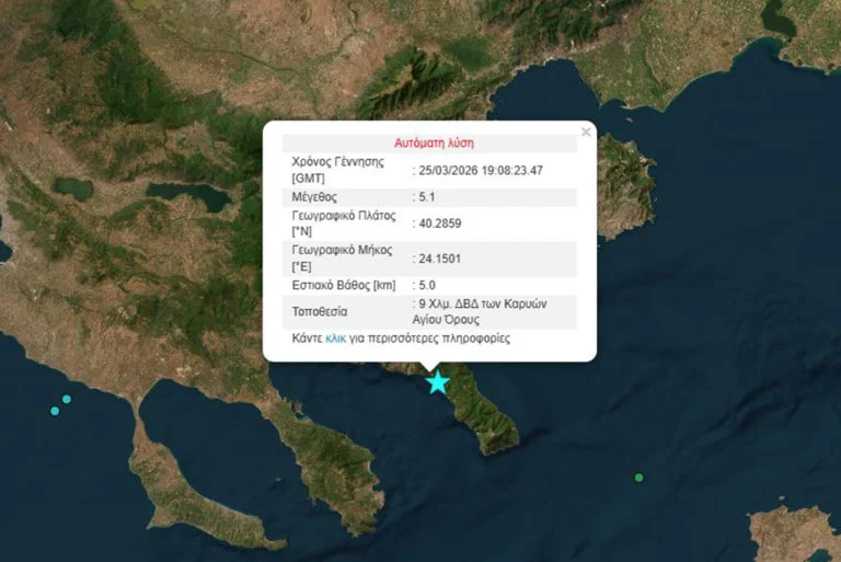 Δυνατός σεισμός στο Αγιο Ορος