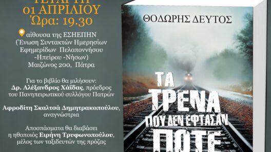 Παρουσίαση του βιβλίου «Τα τρένα που δεν έφτασαν ποτέ», από τον Πανηπειρωτικό Πατρών