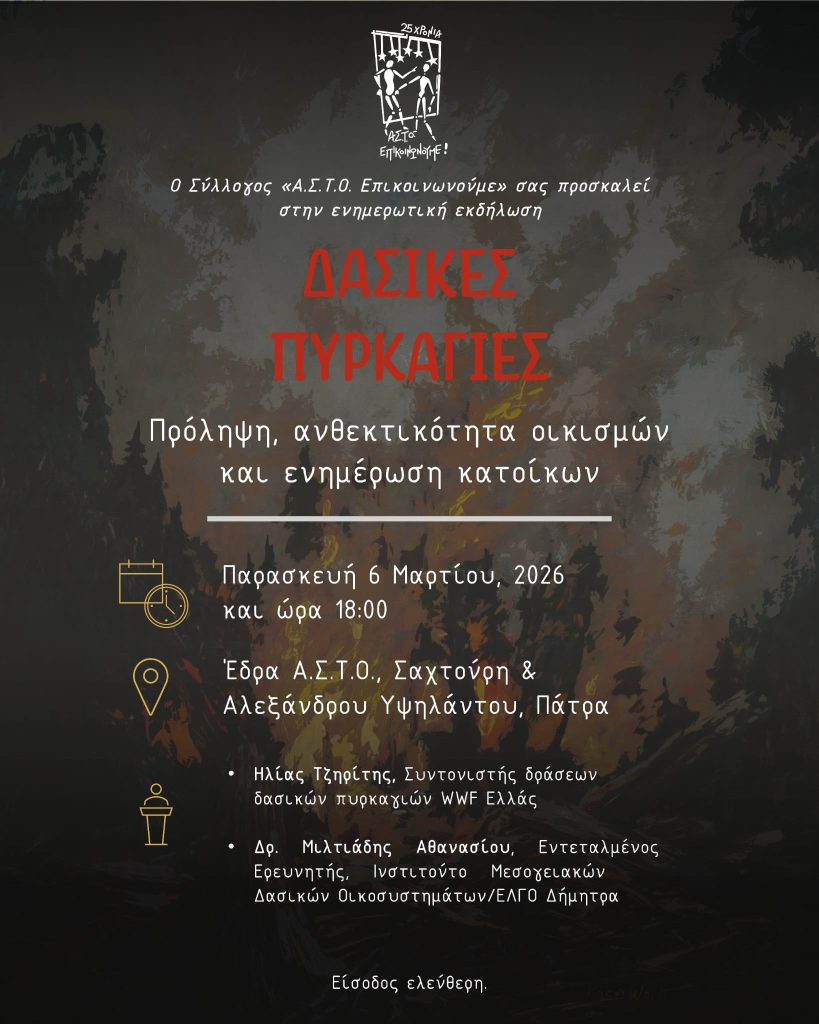 Η ομάδα «ΑΣΤΟ αλλάξουμε» στην εκδήλωση «Δασικές πυρκαγιές στην Ελλάδα» 29 Η ομάδα «ΑΣΤΟ αλλάξουμε» στην εκδήλωση «Δασικές πυρκαγιές στην Ελλάδα»