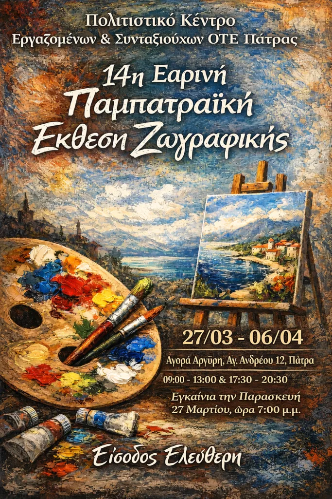 Η Εαρινή Παμπατραϊκή Εκθεσης Τέχνης, στην Πάτρα, από τον ΟΤΕ