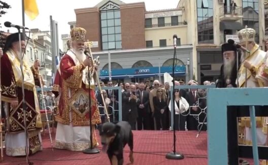 Αίγιο: Ενας σκύλος «έκλεψε την παράσταση» στην Παναγία Τρυπητή - Η αντίδραση του Μητροπολίτη ΒΙΝΤΕΟ