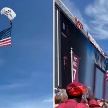 Αλεξιπτωτιστής «καρφώθηκε» σε πίνακα σταδιού κατά τη διάρκεια αγώνα ΒΙΝΤΕΟ