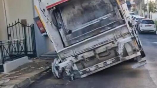 Πάτρα: Βούλιαξε σκουπιδιάρικο σε δρόμο - Αναστάτωση και ένας τραυματίας