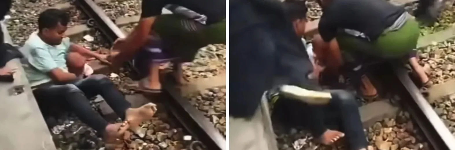 Μπαγκλαντές: Συγκλονιστικό βίντεο με πατέρα να πέφτει πάνω σε ράγες τρένου για να σώσει το παιδί του