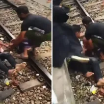 Μπαγκλαντές: Συγκλονιστικό βίντεο με πατέρα να πέφτει πάνω σε ράγες τρένου για να σώσει το παιδί του