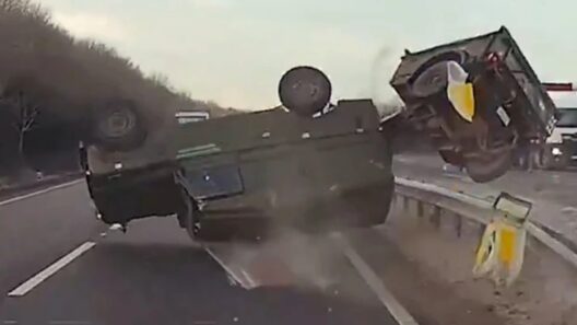 Στρατιωτικό όχημα εκτοξεύεται και ανατρέπεται ΒΙΝΤΕΟ