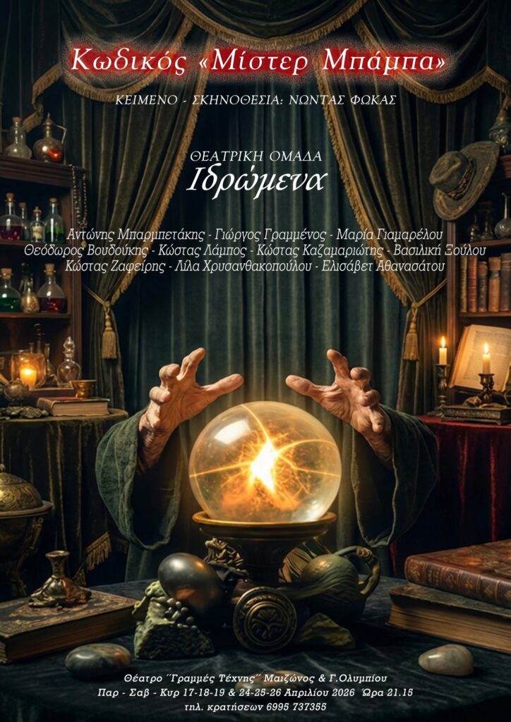 Θεατρικές παραστάσεις Κωδικός «Μίστερ Μπάμπα» στις «Γραμμές Τέχνης» 25 Θεατρικές παραστάσεις Κωδικός «Μίστερ Μπάμπα» στις «Γραμμές Τέχνης»