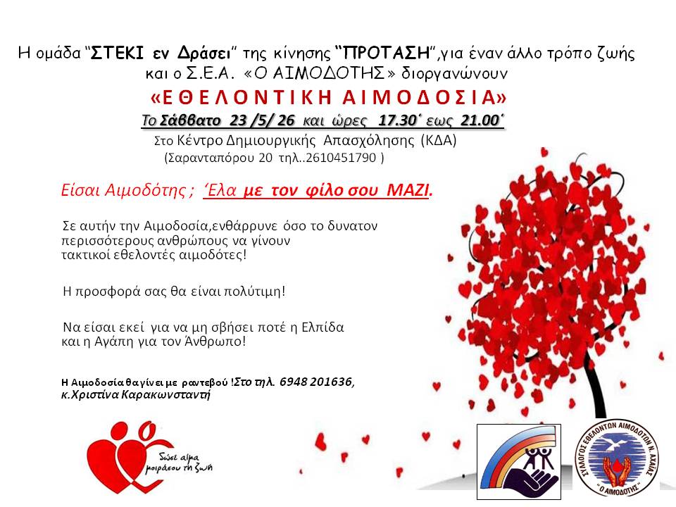 Εθελοντική αιμοδοσία από το «Στέκι εν Δράσει» Πάτρας 29 Εθελοντική αιμοδοσία από το «Στέκι εν Δράσει» Πάτρας