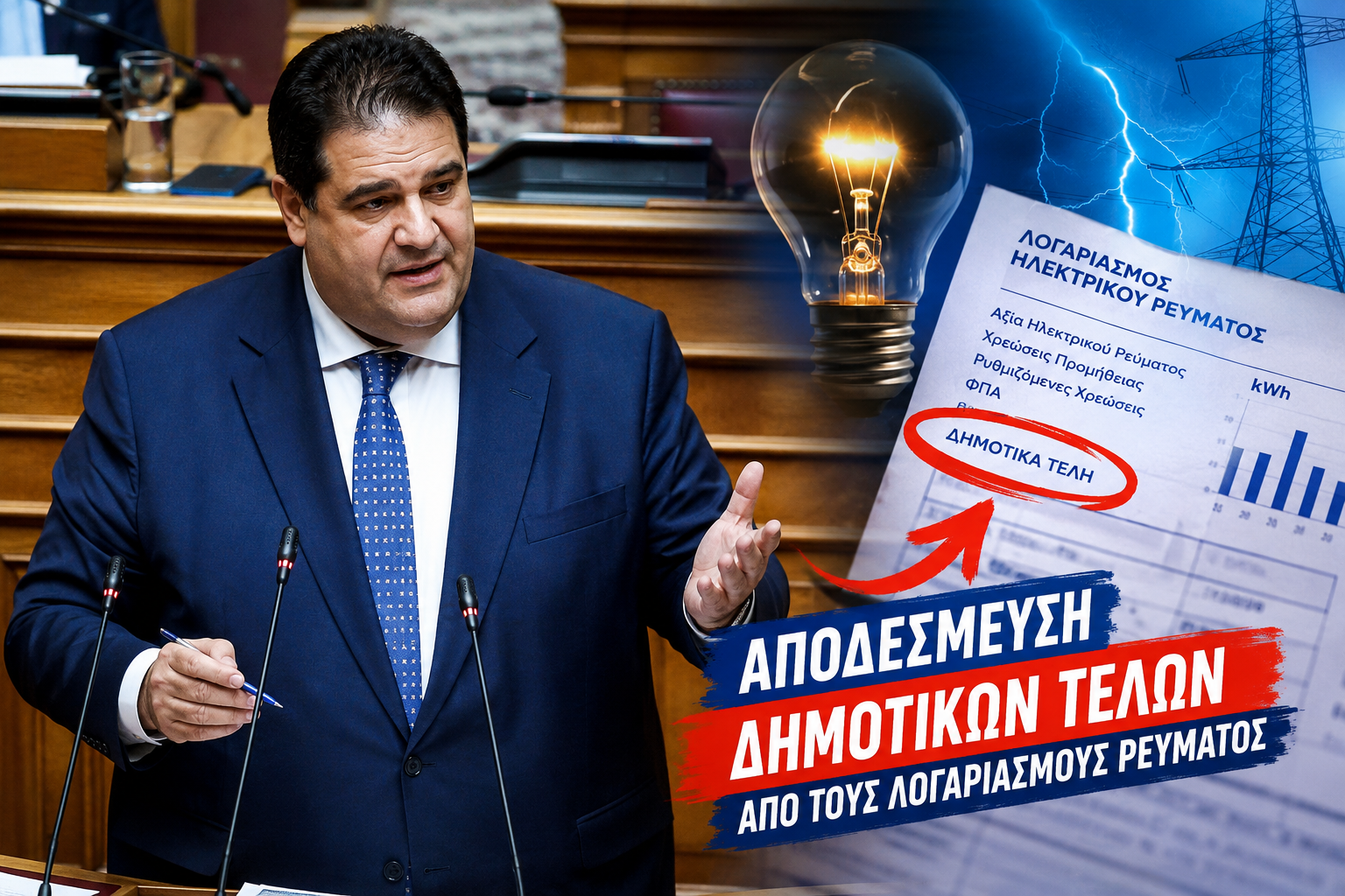 Λιβάνιος: Σημαντική μεταρρύθμιση στα δημοτικά τέλη - Τι αλλάζει στους λογαριασμούς ρεύματος