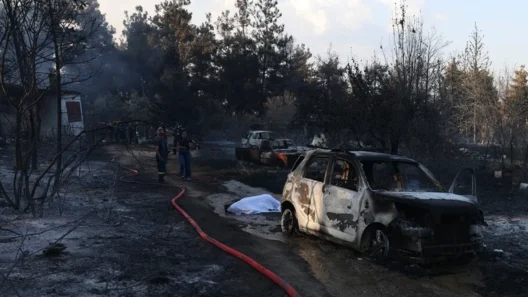 Σκηνή τραγωδίας μετά από φωτιά στο Δερβένι, με καμένα οχήματα και έ…