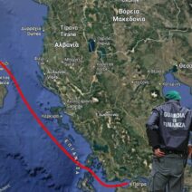 Χάρτης με διαδρομή φορτηγού με πολεμικό υλικό από Ιταλία προς Πάτρ…