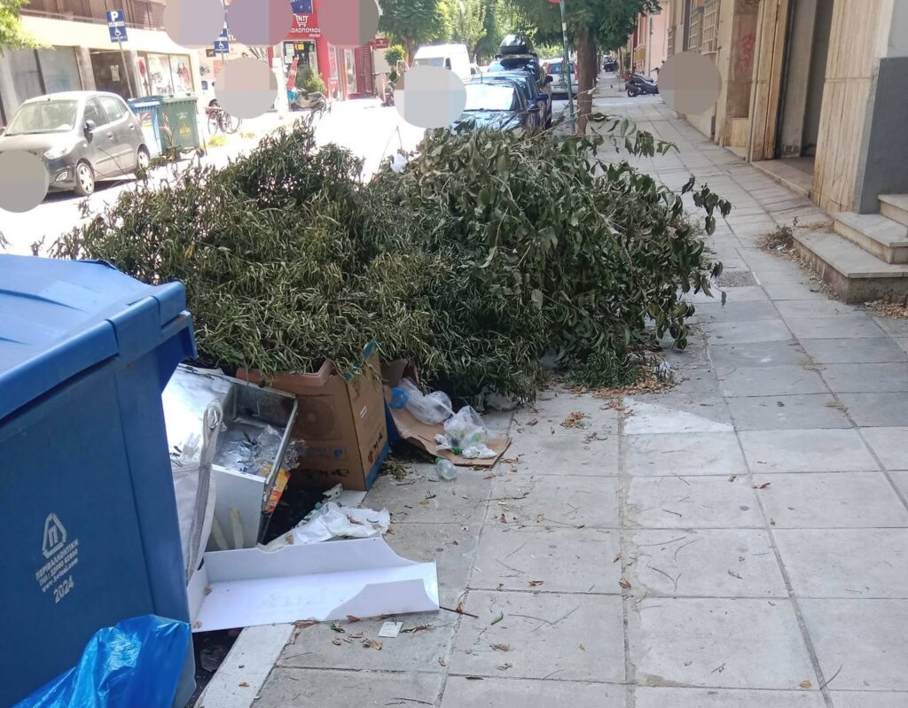 Πάτρα: Κλαδιά, σκουπίδια και… ψαροκόκαλα «κατέλαβαν» πεζοδρόμιο ΦΩΤΟ