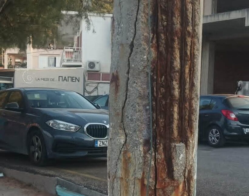 Ψαθόπυργος: Κίνδυνος-θάνατος από διαβρωμένη ετοιμόρροπη κολόνα ΦΩΤΟ