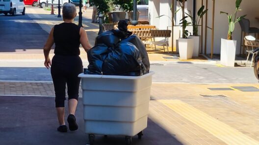 Φωτογραφία στην Πάτρα δείχνει μεταφορά απορριμμάτων σε κάδο