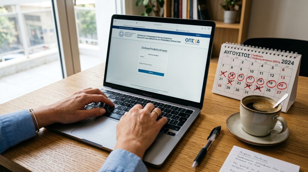 Άτομο γράφει σε laptop