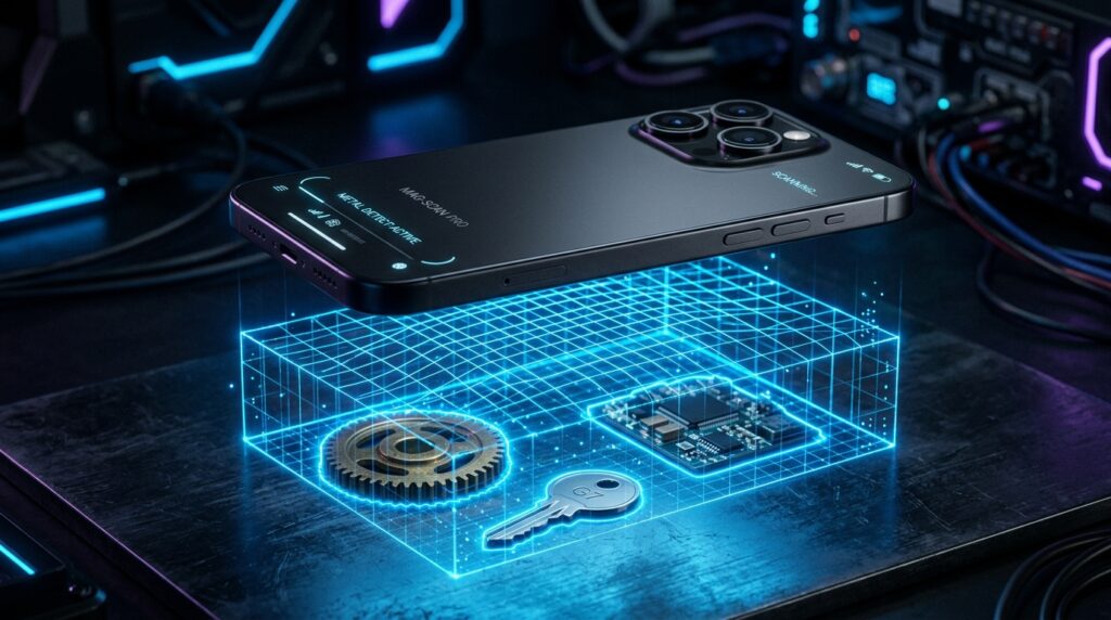 Smartphone με εφαρμογή "MAG-SCAN PRO" ανιχνεύει μεταλλικά αντικείμενα όπως γρ…