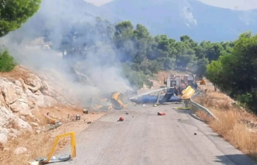 Ψάθα: Σύγκρουση ελικοπτέρων με νεκρούς δύο χειριστές ΒΙΝΤΕΟ 4 Το σημείο συντριβής του ενός ελικοπτέρου τύπου BELL