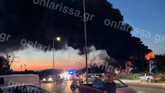 Λάρισα: Μεγάλη φωτιά σε εργοστάσιο πλαστικών ΒΙΝΤΕΟ
