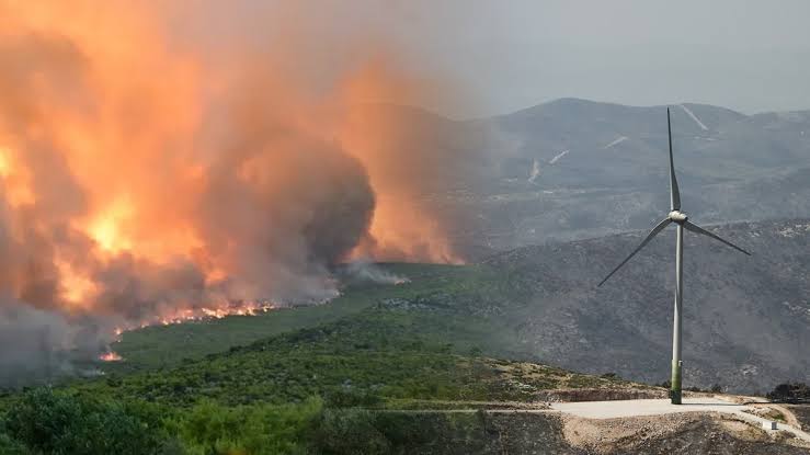 Αττικοβοιωτία: Κρατούμενος ο δήμαρχος και άλλοι για τις φωτιές και το αιολικό πάρκο 5 Δασική πυρκαγιά με φλόγες και καπνό δίπλα σε ανεμογεννήτρια σε λοφ…