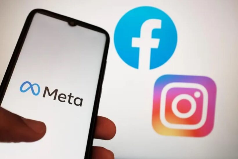 Στο «σκαμνί» η Meta: Πώς η δίκη μπορεί να αλλάξει Instagram και Facebook 4 Λογότυπο Meta σε κινητό, με Facebook και Instagram στο παρασκήνιο.