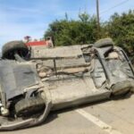 Οβρυά: Αυτοκίνητο σε τρελή πορεία κατέληξε ανάποδα ΦΩΤΟ