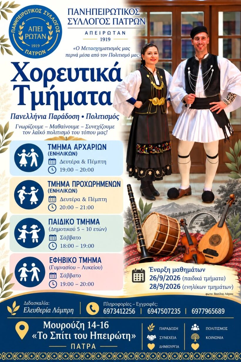 Χορευτές του Πανεπιστηρίου Συλλόγου Πάτρων ξεκινούν την παράσταση