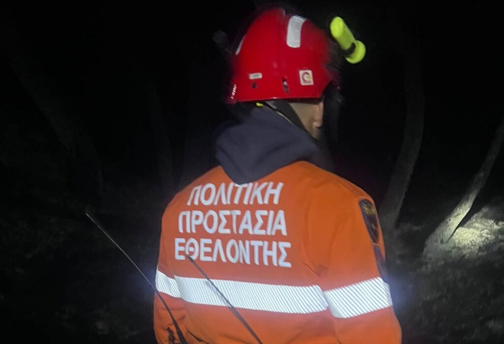 Εθελοντές στο Ροδιά κατά τη διάρκεια πυρκαγιάς και δάσωση χελωνών