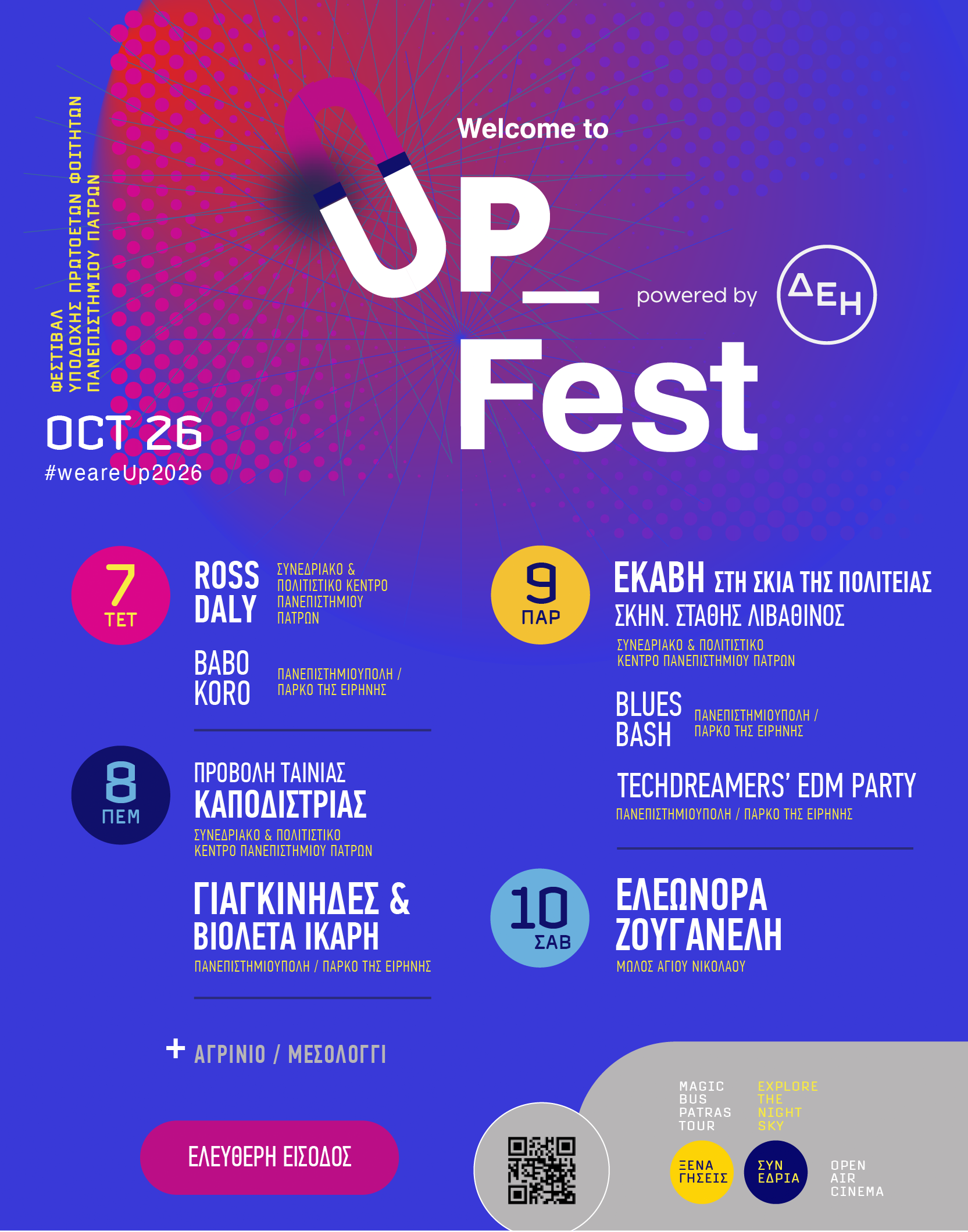 Welcome to UP 2026: Τρεις πόλεις, ένα Πανεπιστήμιο – Όλες οι δράσεις στην Πάτρα 5 Welcome to UP 2026: Τρεις πόλεις, ένα Πανεπιστήμιο – Όλες οι δράσεις στην Πάτρα
