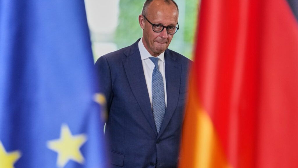 Γερμανική πολιτική εικόνα με λογότυπο AfD και σημαία