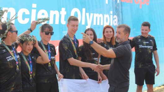 Αθλητής AirBadminton με χρυσό μετάλλιο στην Αρχαία Ολυμπία