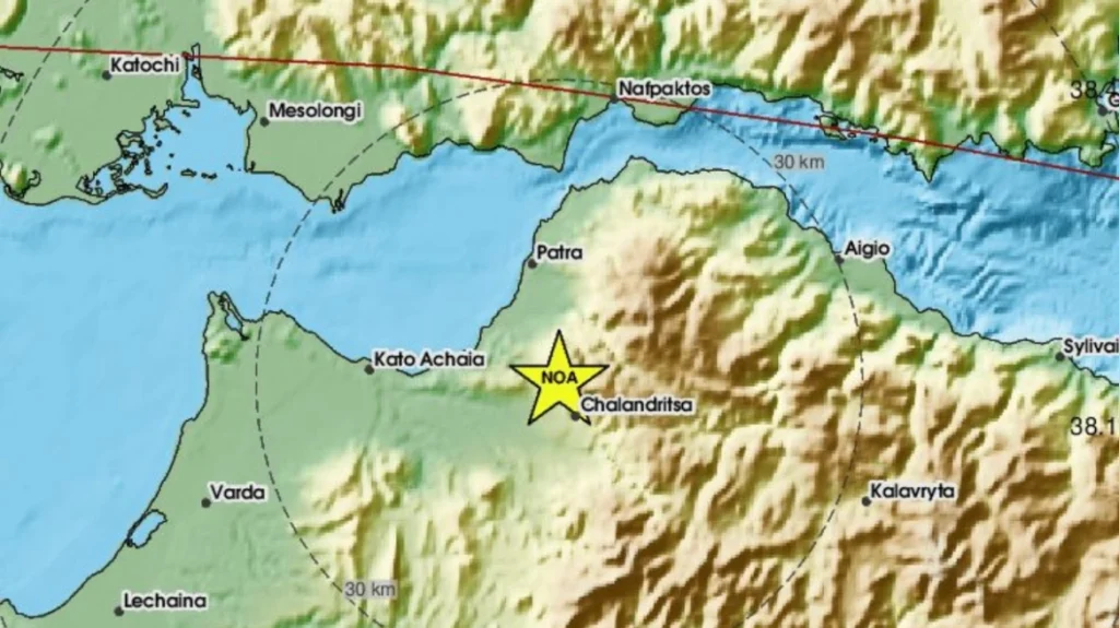 Ισχυρός σεισμός στην Πάτρα - Πού εντοπίζεται το επίκεντρο ΦΩΤΟ