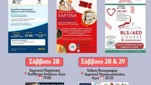 Αιγιάλεια: Ένας ξεχωριστός Νοέμβριος γεμάτος εκδηλώσεις – Το πρόγραμμα της Ομοσπονδίας Συλλόγων