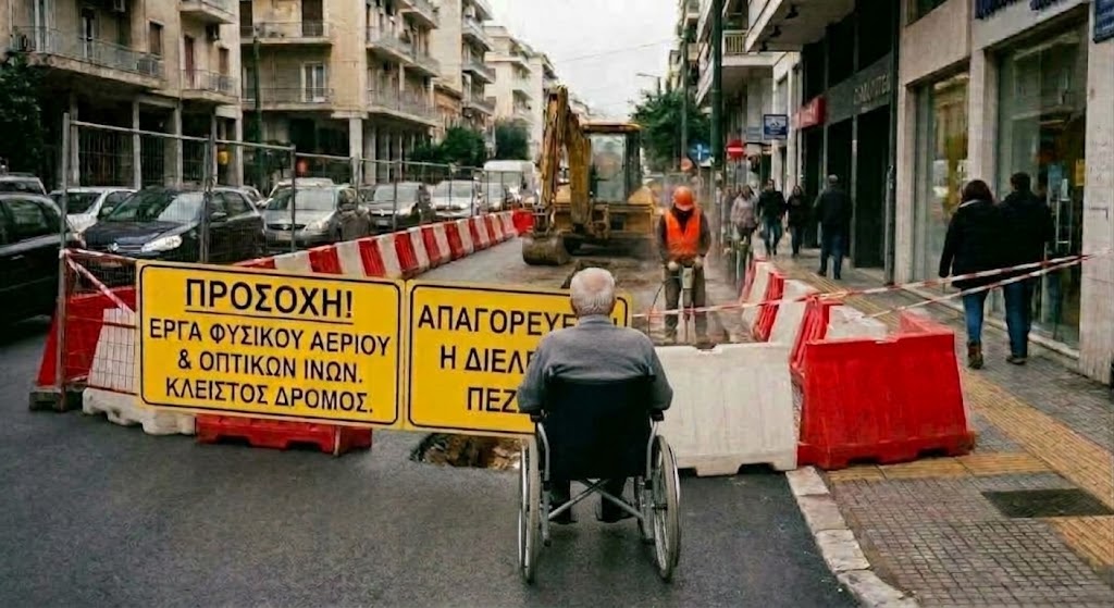 Άτομα με ΑμεΑ χρησιμοποιούν θέσεις στάθμευσης κοντά σε εργοτάξια